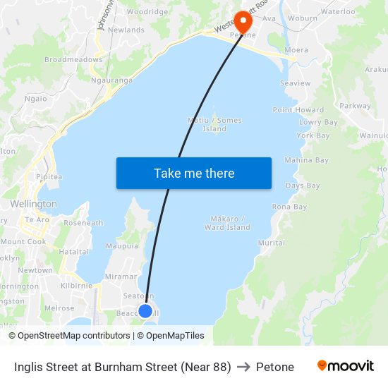 Inglis Street at Burnham Street (Near 88) to Petone map