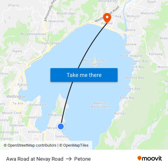 Awa Road at Nevay Road to Petone map