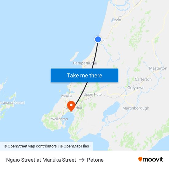 Ngaio Street at Manuka Street to Petone map