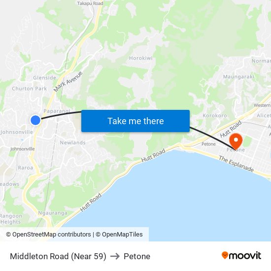 Middleton Road (Near 59) to Petone map