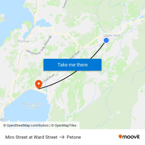 Miro Street at Ward Street to Petone map