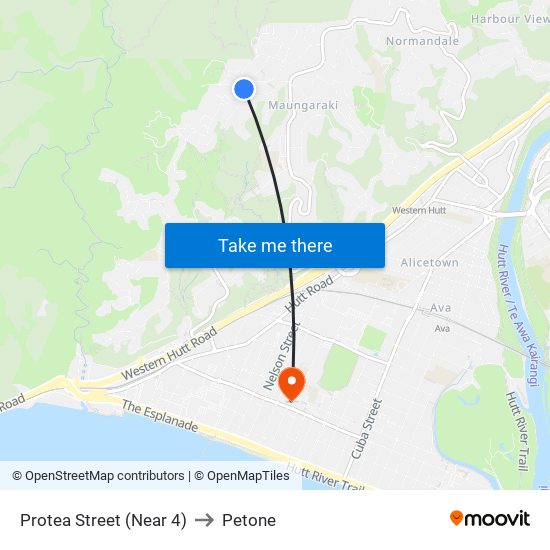 Protea Street (Near 4) to Petone map