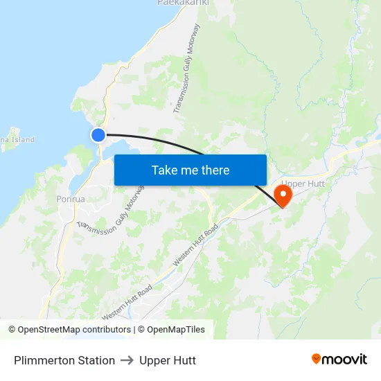 Plimmerton Station to Upper Hutt map