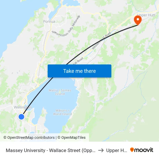 Massey University - Wallace Street (Opposite) to Upper Hutt map