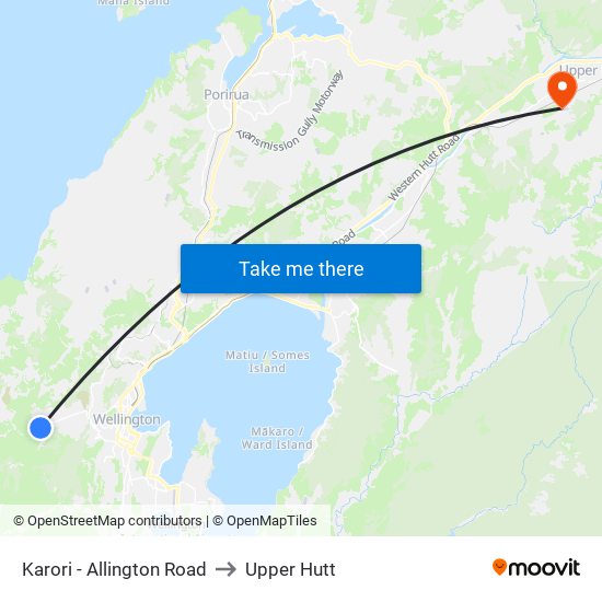 Karori - Allington Road to Upper Hutt map