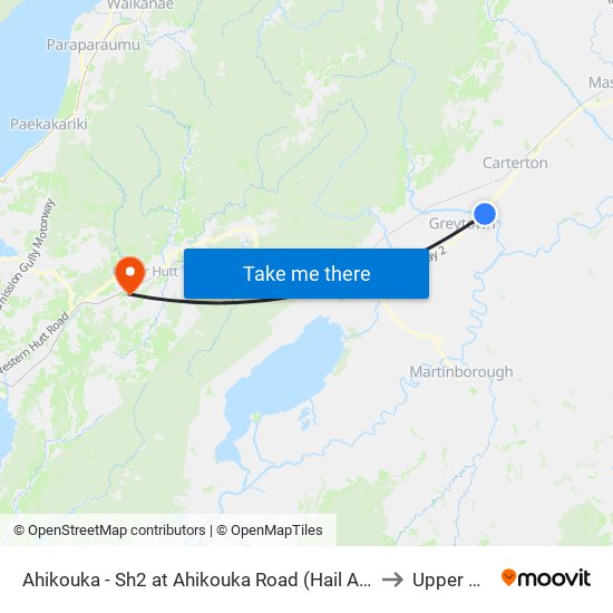 Ahikouka - Sh2 at Ahikouka Road (Hail And Ride) to Upper Hutt map