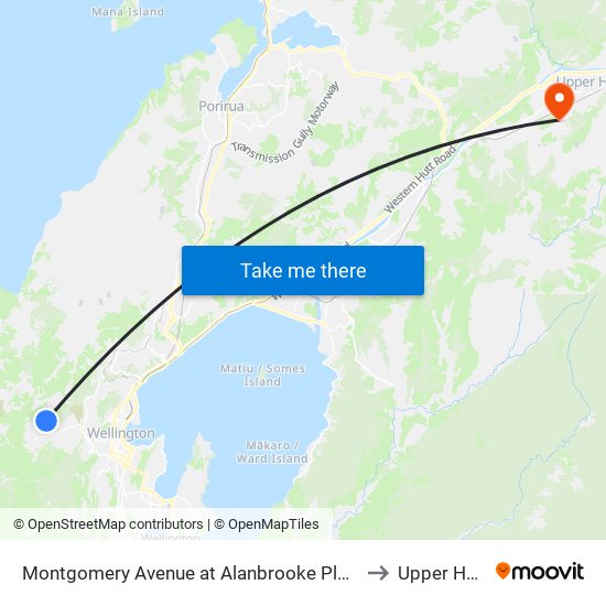 Montgomery Avenue at Alanbrooke Place to Upper Hutt map