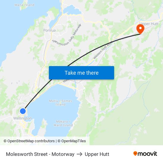 Molesworth Street - Motorway to Upper Hutt map