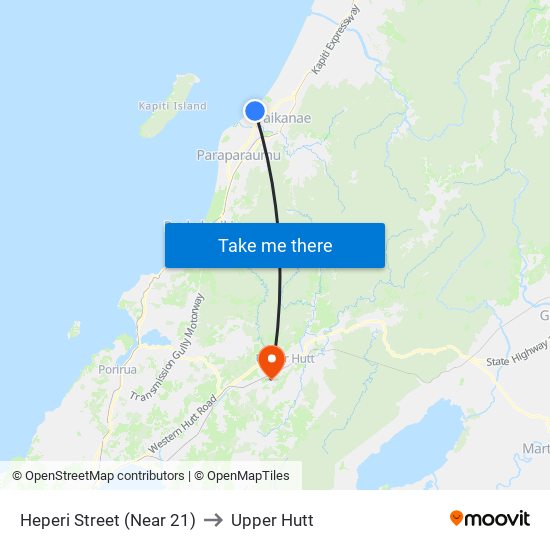 Heperi Street (Near 21) to Upper Hutt map