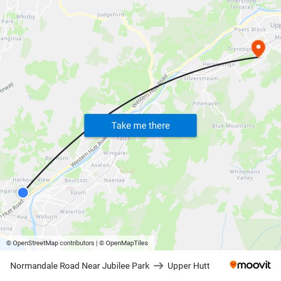 Normandale Road Near Jubilee Park to Upper Hutt map