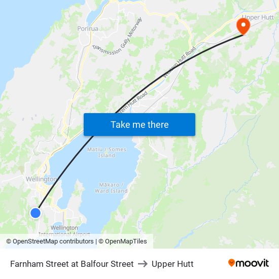 Farnham Street at Balfour Street to Upper Hutt map