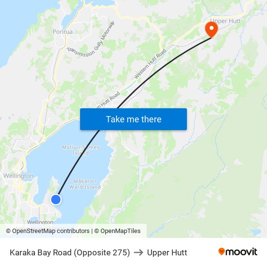 Karaka Bay Road (Opposite 275) to Upper Hutt map