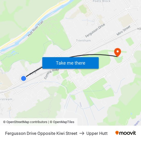 Fergusson Drive Opposite Kiwi Street to Upper Hutt map