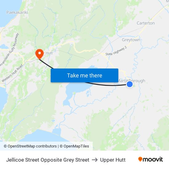 Jellicoe Street Opposite Grey Street to Upper Hutt map