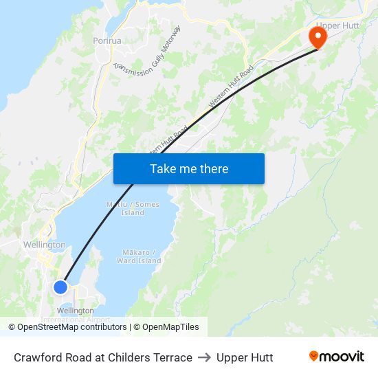 Crawford Road at Childers Terrace to Upper Hutt map