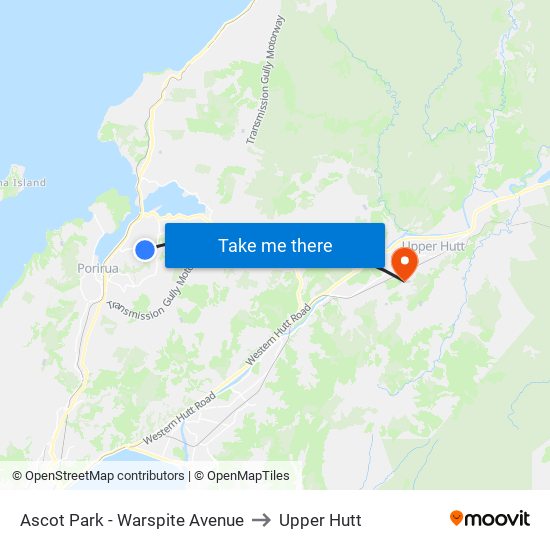 Ascot Park - Warspite Avenue to Upper Hutt map