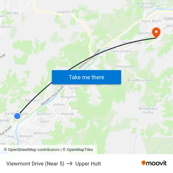 Viewmont Drive (Near 5) to Upper Hutt map