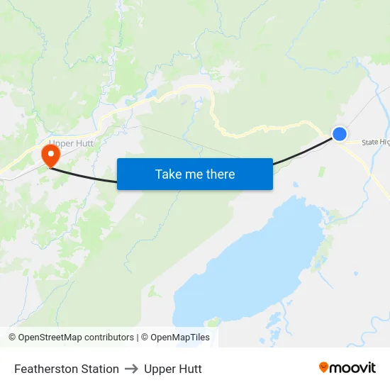 Featherston Station to Upper Hutt map