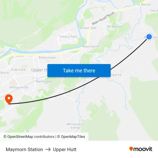 Maymorn Station to Upper Hutt map