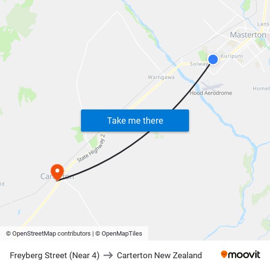 Freyberg Street (Near 4) to Carterton New Zealand map