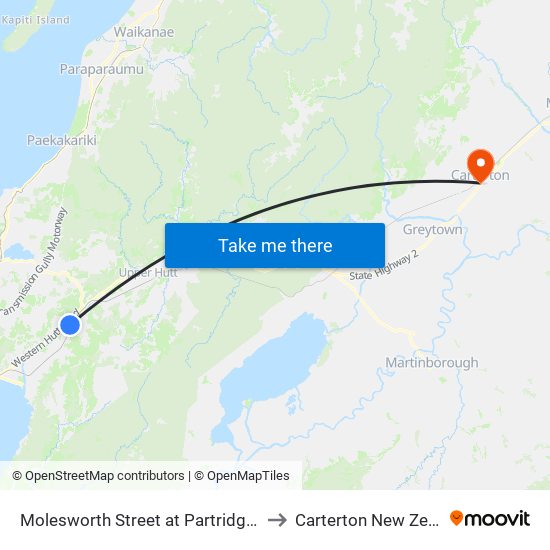 Molesworth Street at Partridge Street to Carterton New Zealand map