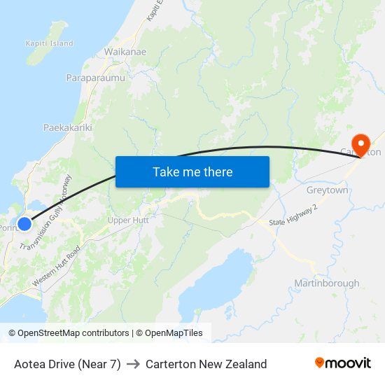 Aotea Drive (Near 7) to Carterton New Zealand map