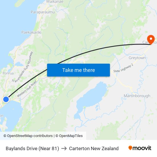 Baylands Drive (Near 81) to Carterton New Zealand map