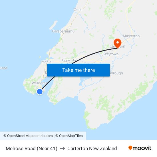 Melrose Road (Near 41) to Carterton New Zealand map