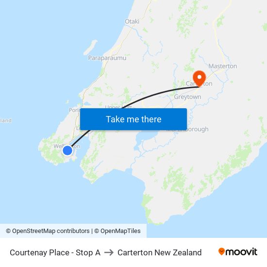 Courtenay Place - Stop A to Carterton New Zealand map