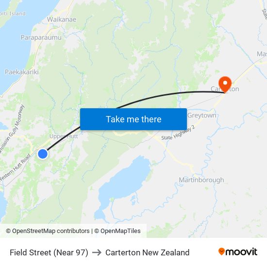 Field Street (Near 97) to Carterton New Zealand map