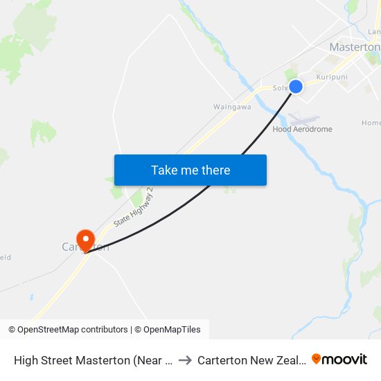 High Street Masterton (Near 165) to Carterton New Zealand map