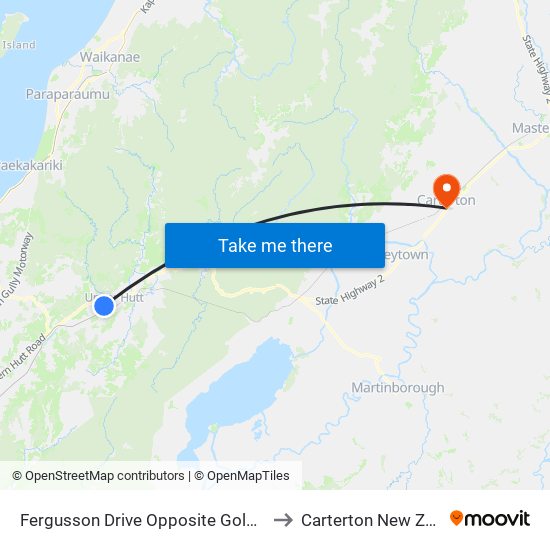 Fergusson Drive Opposite Golders Road to Carterton New Zealand map