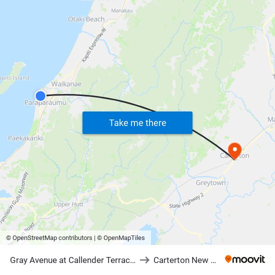 Gray Avenue at Callender Terrace (Near 36) to Carterton New Zealand map