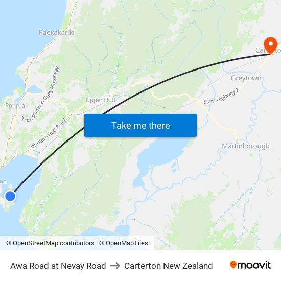 Awa Road at Nevay Road to Carterton New Zealand map