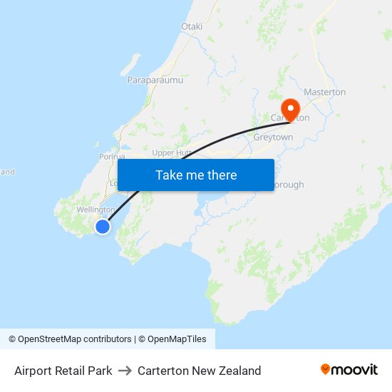 Airport Retail Park to Carterton New Zealand map