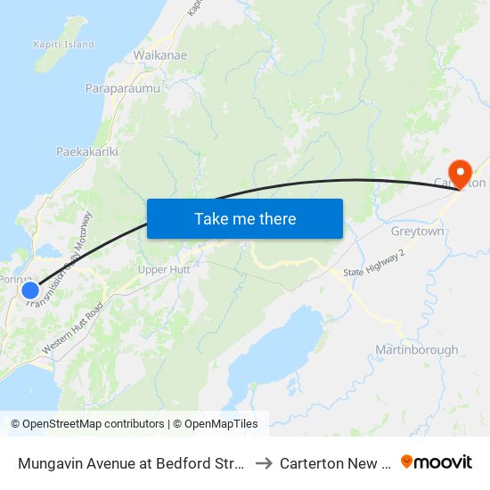 Mungavin Avenue at Bedford Street (Near 200) to Carterton New Zealand map