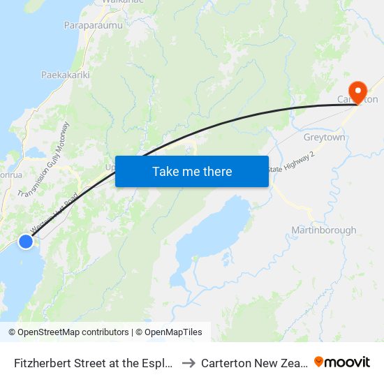 Fitzherbert Street at the Esplanade to Carterton New Zealand map