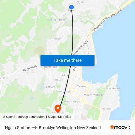 Ngaio Station to Brooklyn Wellington New Zealand map