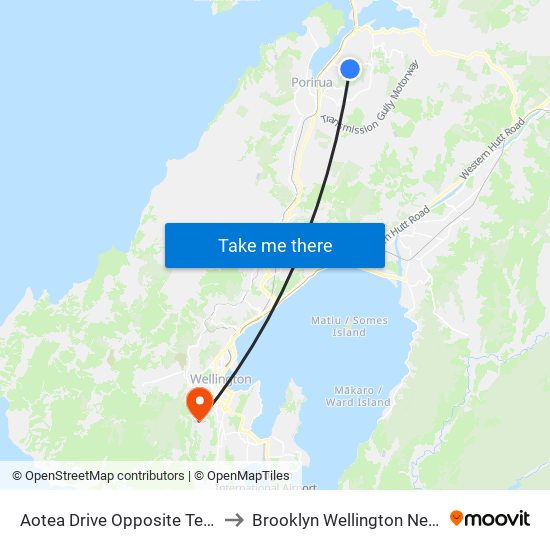 Aotea Drive Opposite Te Puia Drive to Brooklyn Wellington New Zealand map