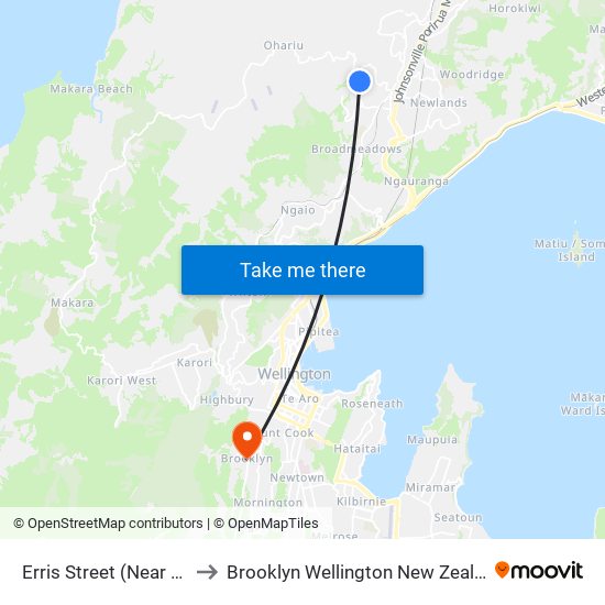 Erris Street (Near 27) to Brooklyn Wellington New Zealand map