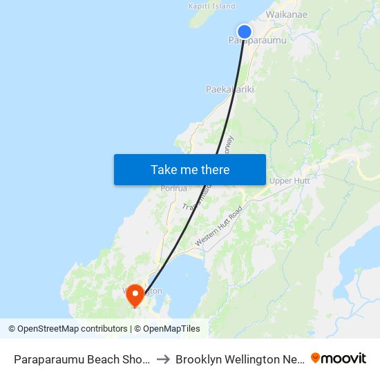 Paraparaumu Beach Shops - Stop A to Brooklyn Wellington New Zealand map