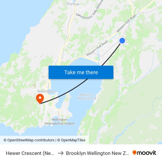 Hewer Crescent (Near 67) to Brooklyn Wellington New Zealand map