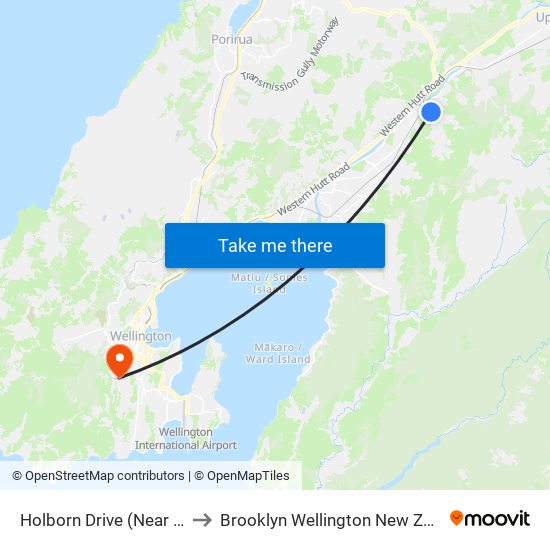 Holborn Drive (Near 153) to Brooklyn Wellington New Zealand map
