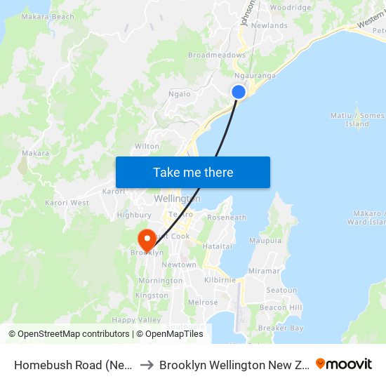 Homebush Road (Near 59) to Brooklyn Wellington New Zealand map