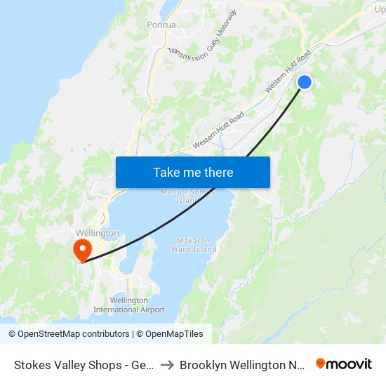 Stokes Valley Shops - George Street to Brooklyn Wellington New Zealand map