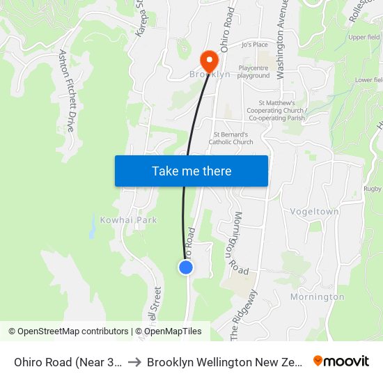 Ohiro Road (Near 362) to Brooklyn Wellington New Zealand map