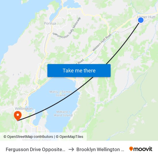 Fergusson Drive Opposite Golders Road to Brooklyn Wellington New Zealand map