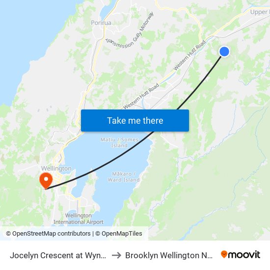 Jocelyn Crescent at Wyndham Road to Brooklyn Wellington New Zealand map