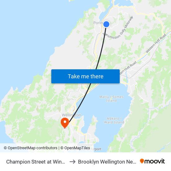 Champion Street at Windley Street to Brooklyn Wellington New Zealand map