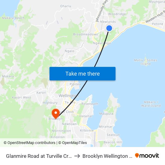 Glanmire Road at Turville Crescent (Near 85) to Brooklyn Wellington New Zealand map